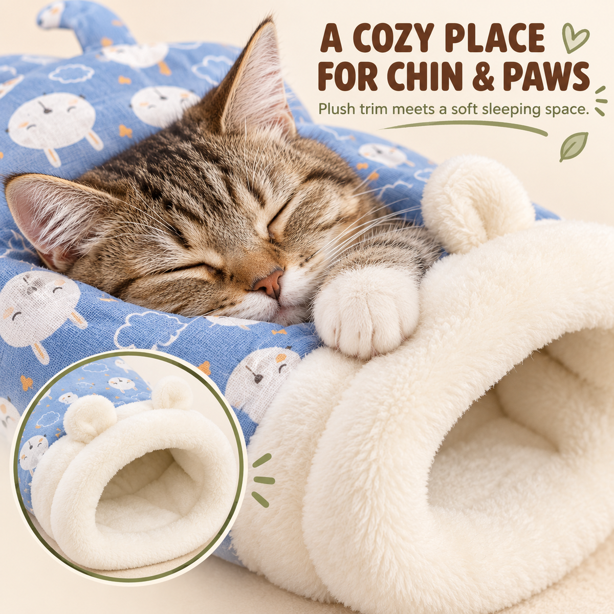 🐱🛏️Semi-Enclosed Hooded Pet Sleeping Bag Cave Bed