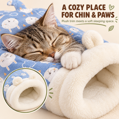🐱🛏️Semi-Enclosed Hooded Pet Sleeping Bag Cave Bed
