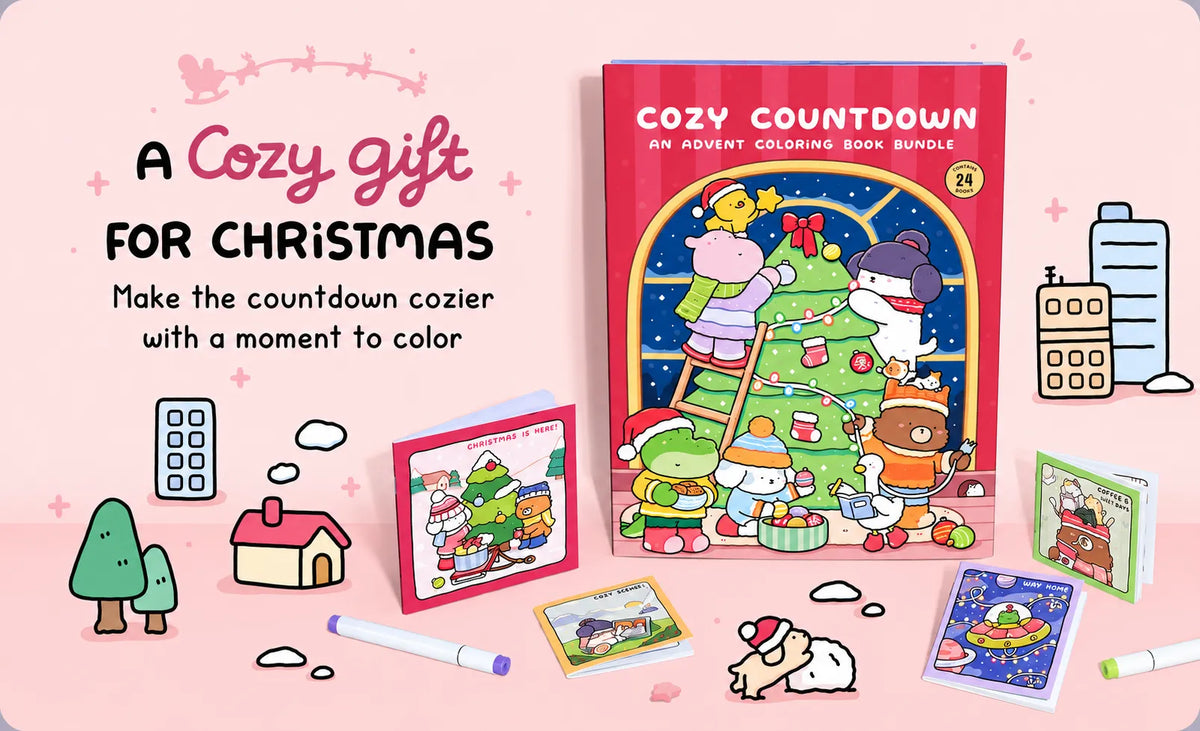🎁🎨 24-Day Christmas Countdown Mystery Box mini Coloring Book Set