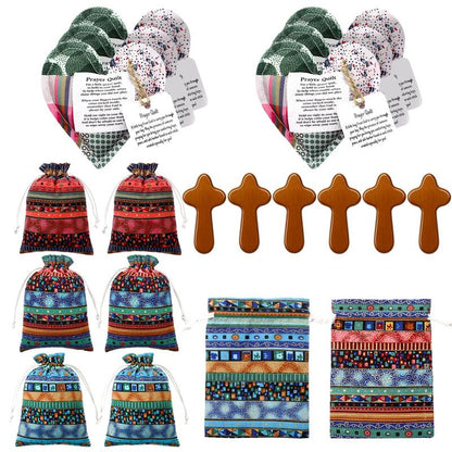 🎁 Pocket Prayer Quilt Set | Mini Handmade Prayer Blankets with Cross & Drawstring Bag Christian Gifts ✝️
