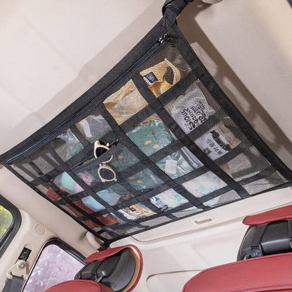 🚙 Car Ceiling Cargo Net – Overhead Storage Organizer for Road Trips