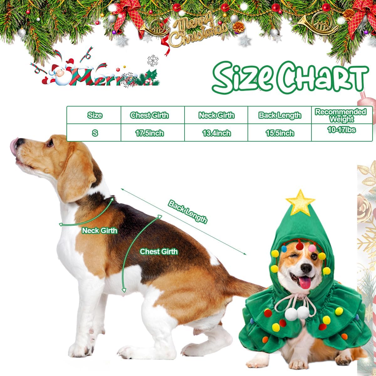 🎄 Christmas Tree Pet Costume for Small Dogs