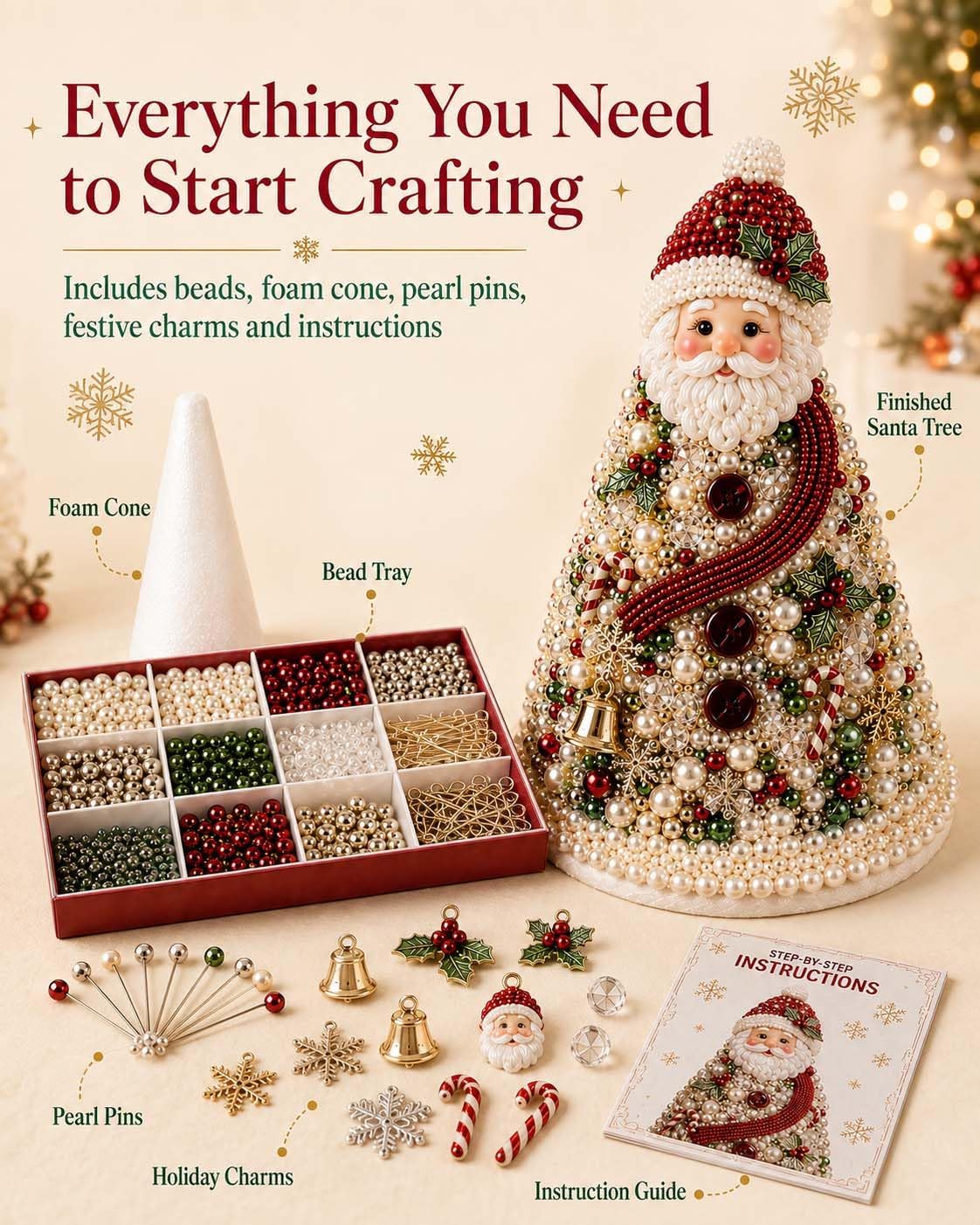 Beaded Christmas Tree Kit，Christmas - Snowman