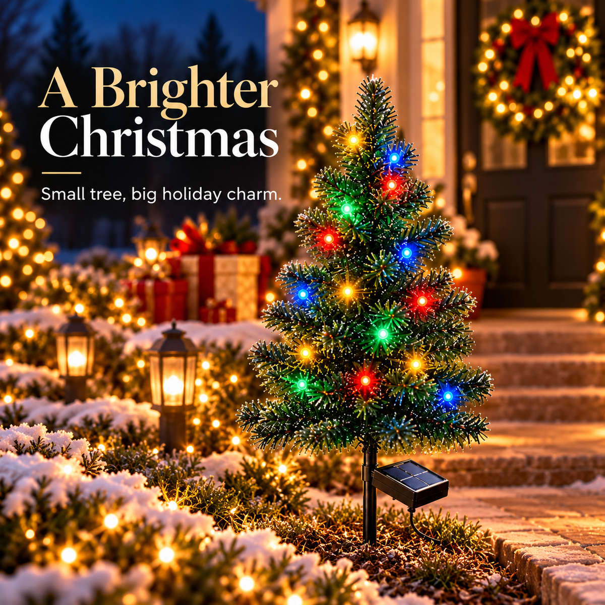 🎄 Solar Christmas Tree Stake Light – Multicolor LED Outdoor Holiday Garden Decor