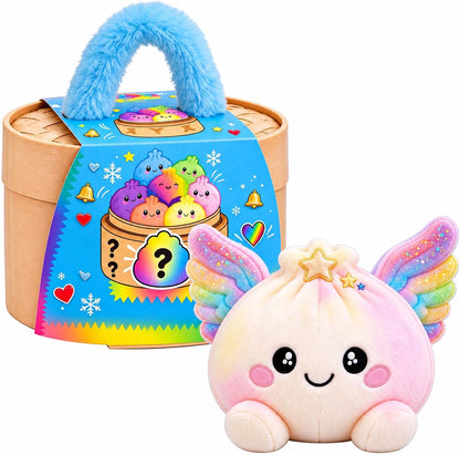 🌈Cute Plush StuffedDumpling Squishies, BigRainbow Squishes withSteamer🥟🎁