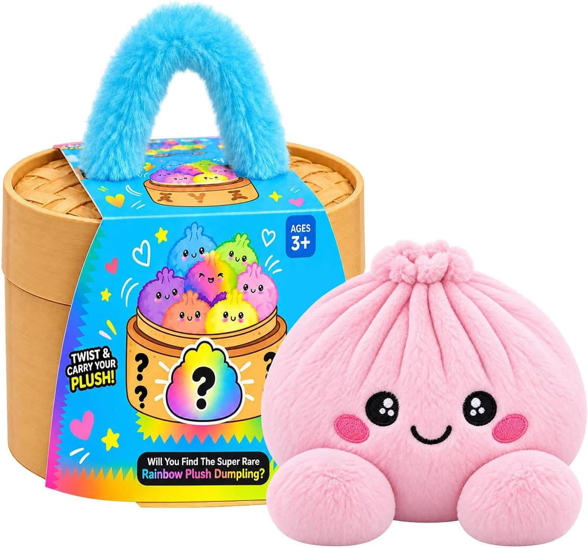 🌈Cute Plush StuffedDumpling Squishies, BigRainbow Squishes withSteamer🥟🎁