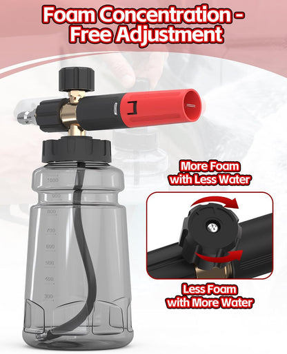 Adjustable 1L Foam Cannon – Thick Suds, Wide-Mouth Bottle & Quick Connect