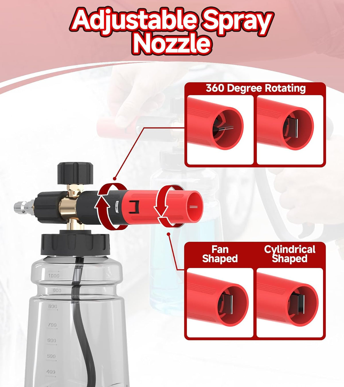 Adjustable 1L Foam Cannon – Thick Suds, Wide-Mouth Bottle & Quick Connect
