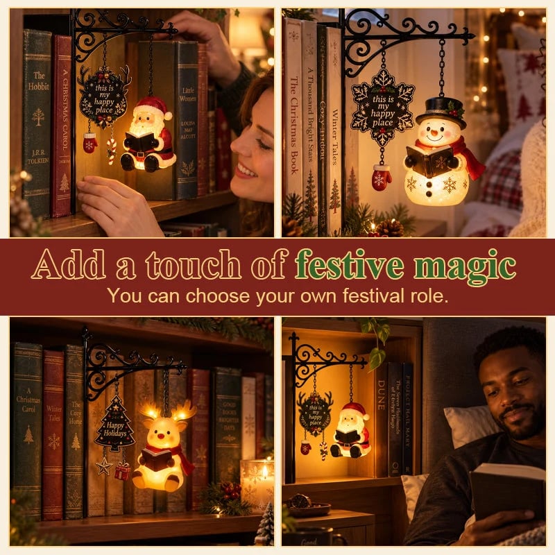 📚 Hanging‑Style Xmas Shelf Lamp, For Cozy Reading Nook Holiday Styling