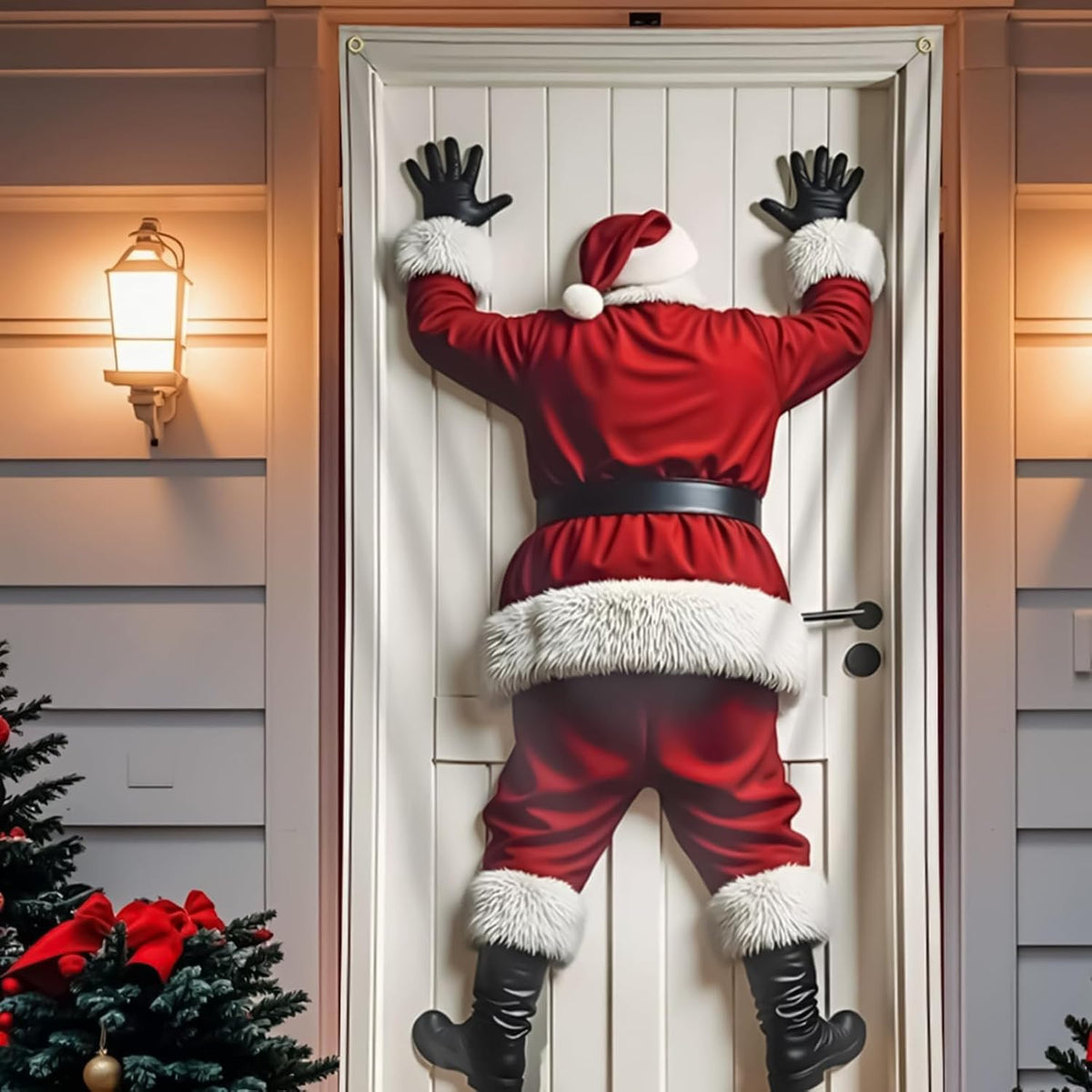 🎄🎅Christmas Door Cover, Holiday Entrance Decoration, 90x180cm Polyester Wrap for Indoor Outdoor Use🎁