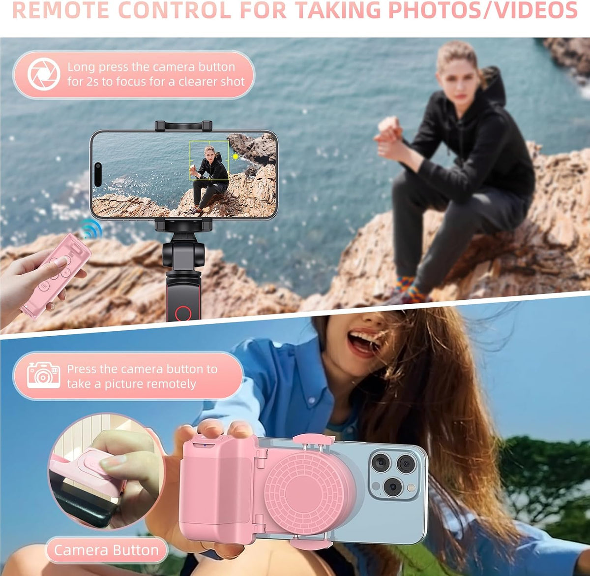📱 Bluetooth Scrolling Remote & Phone Stand – Page Turner & Camera Shutter