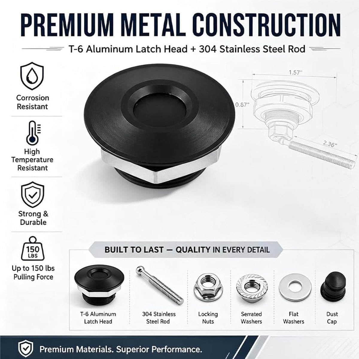🔩 30mm Push-Button Quick-Release Latch Kit | 4-Piece Set