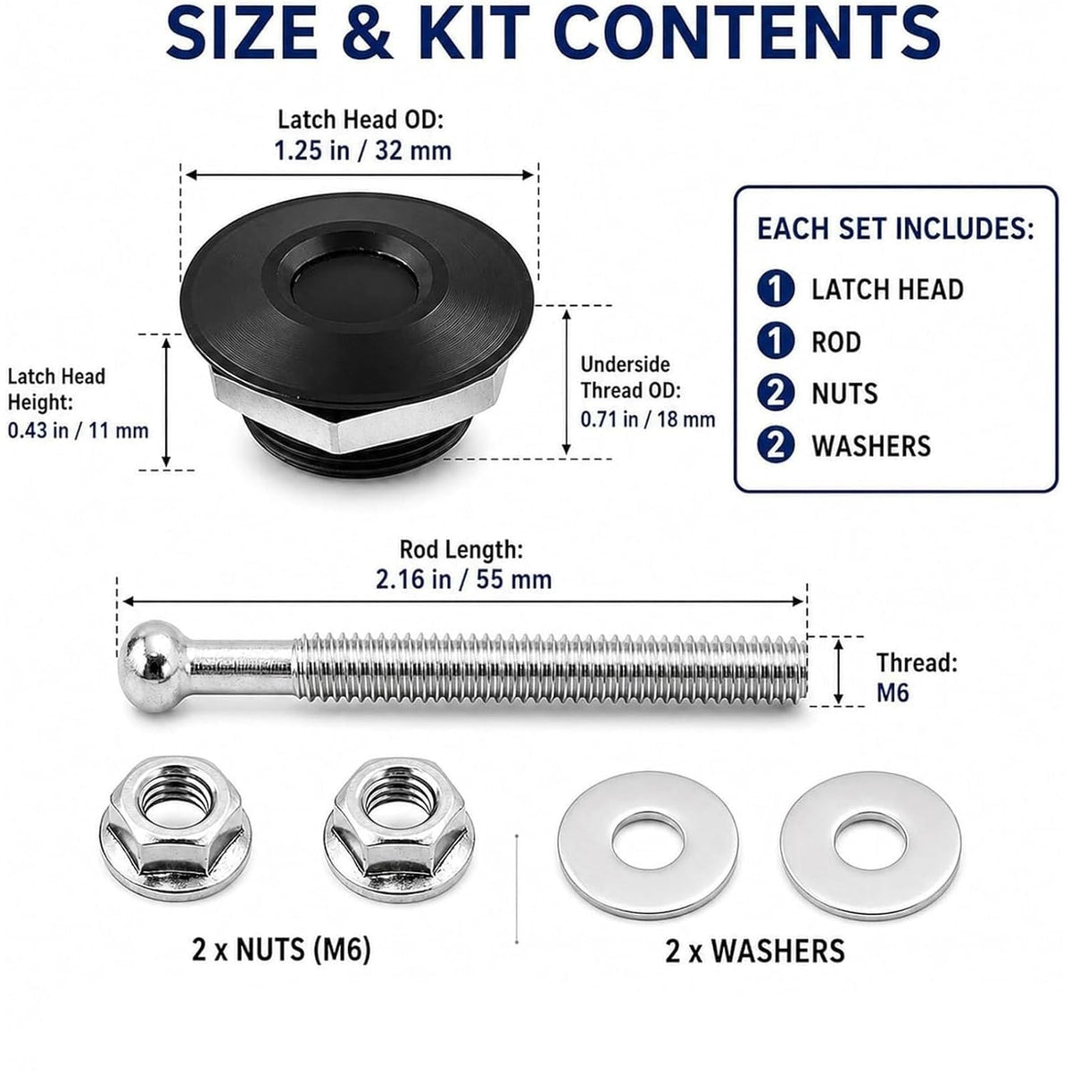 🔩 30mm Push-Button Quick-Release Latch Kit | 4-Piece Set