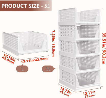 🧺5 Pack Closet Organizers Stackable Storage Box