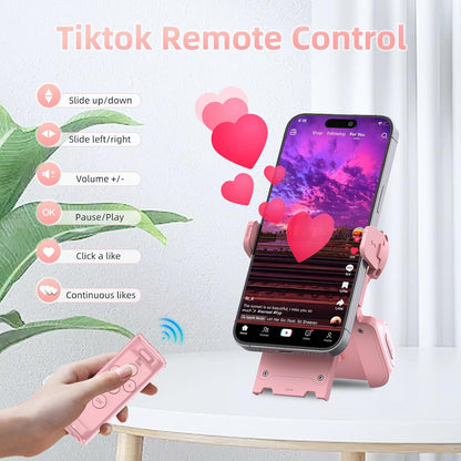 📱 Bluetooth Scrolling Remote & Phone Stand – Page Turner & Camera Shutter