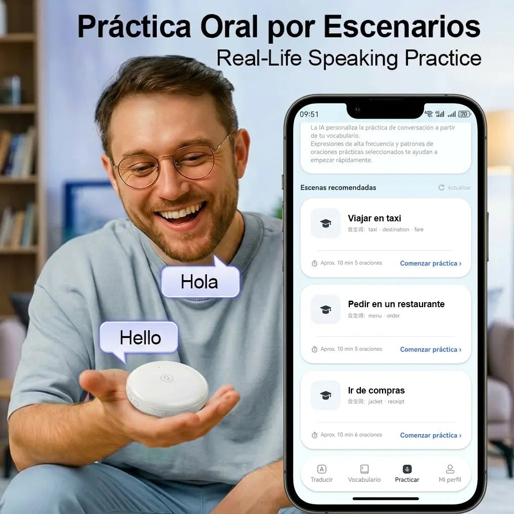 Portable Wireless AI Language Translator Pen - Spanish & English Practice Companion, 165-Language Support