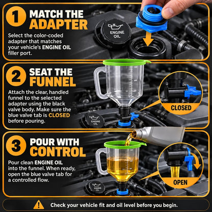 🔥HOT SALE🔥🔧 18-Piece Engine Oil Funnel Kit – Cleaner, Controlled Oil Changes