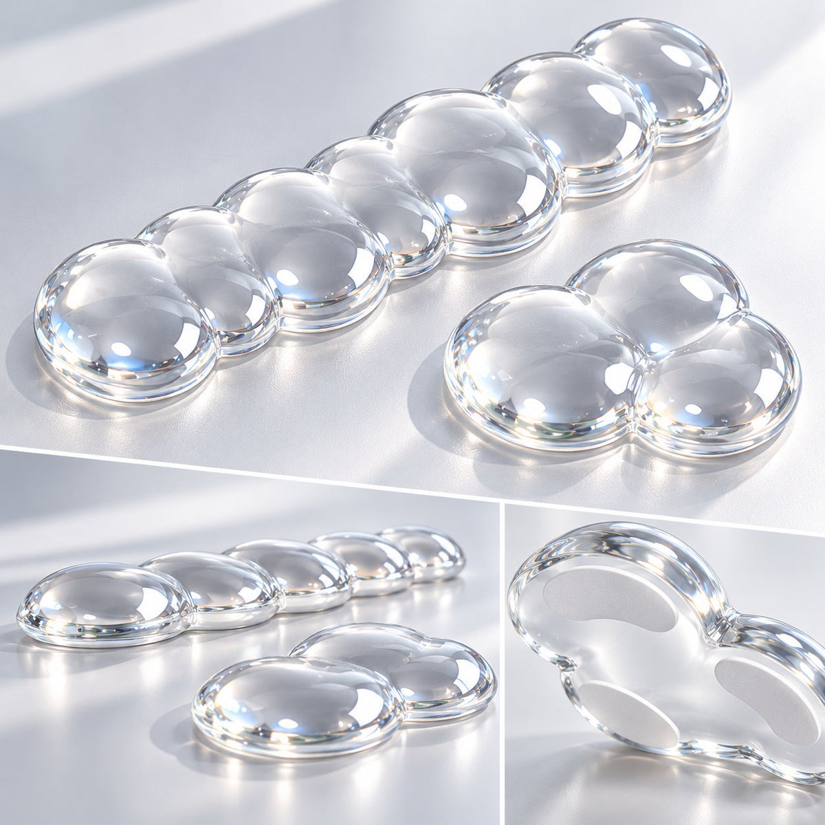 Transparent Jelly Hand Rest Pad Set  Elastic palm support to ease strain during long hours of typing and gaming