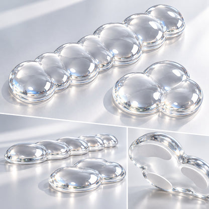 Transparent Jelly Hand Rest Pad Set  Elastic palm support to ease strain during long hours of typing and gaming