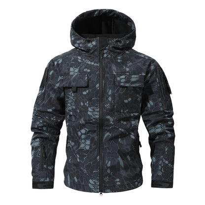 🧥 Men's Fleece-Lined Outdoor Jacket – Waterproof 9-Pocket Hooded Design