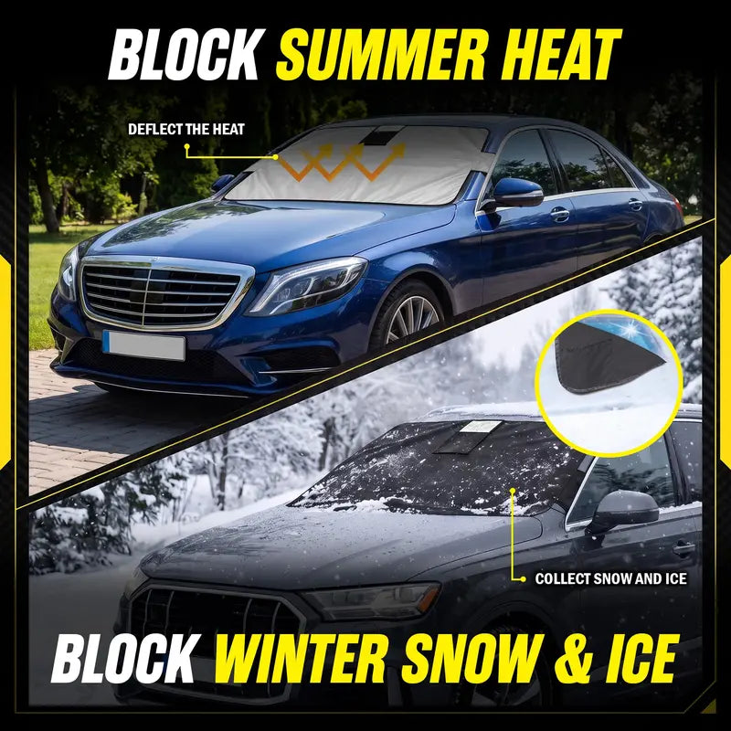 ☀️❄️ Reversible All-Season Windshield Cover | Magnetic Snow & Sun Shield