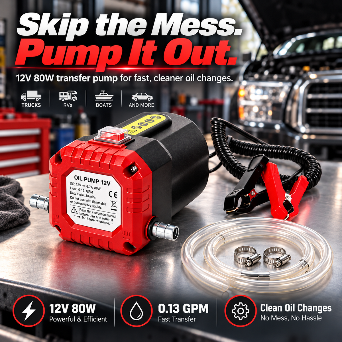 🔧 12V 80W Electric Oil Extractor Pump – Fast, Cleaner Oil Changes
