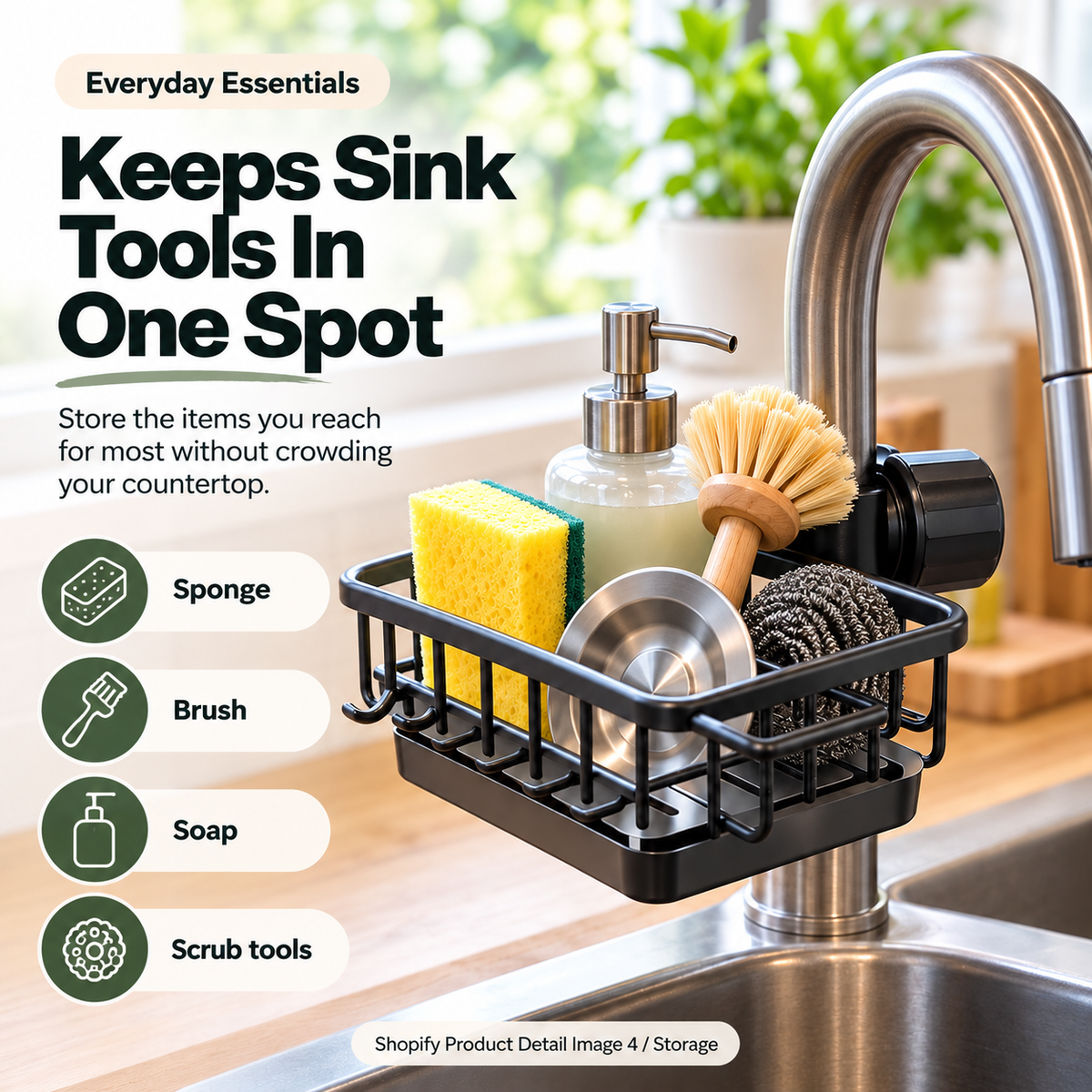 🧽✨Faucet-Mounted Kitchen Sink Organizer