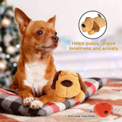 Dog Anxiety Heartbeat Plush Toy Sleep Simulation Calming Durable Interactive Pet Chew