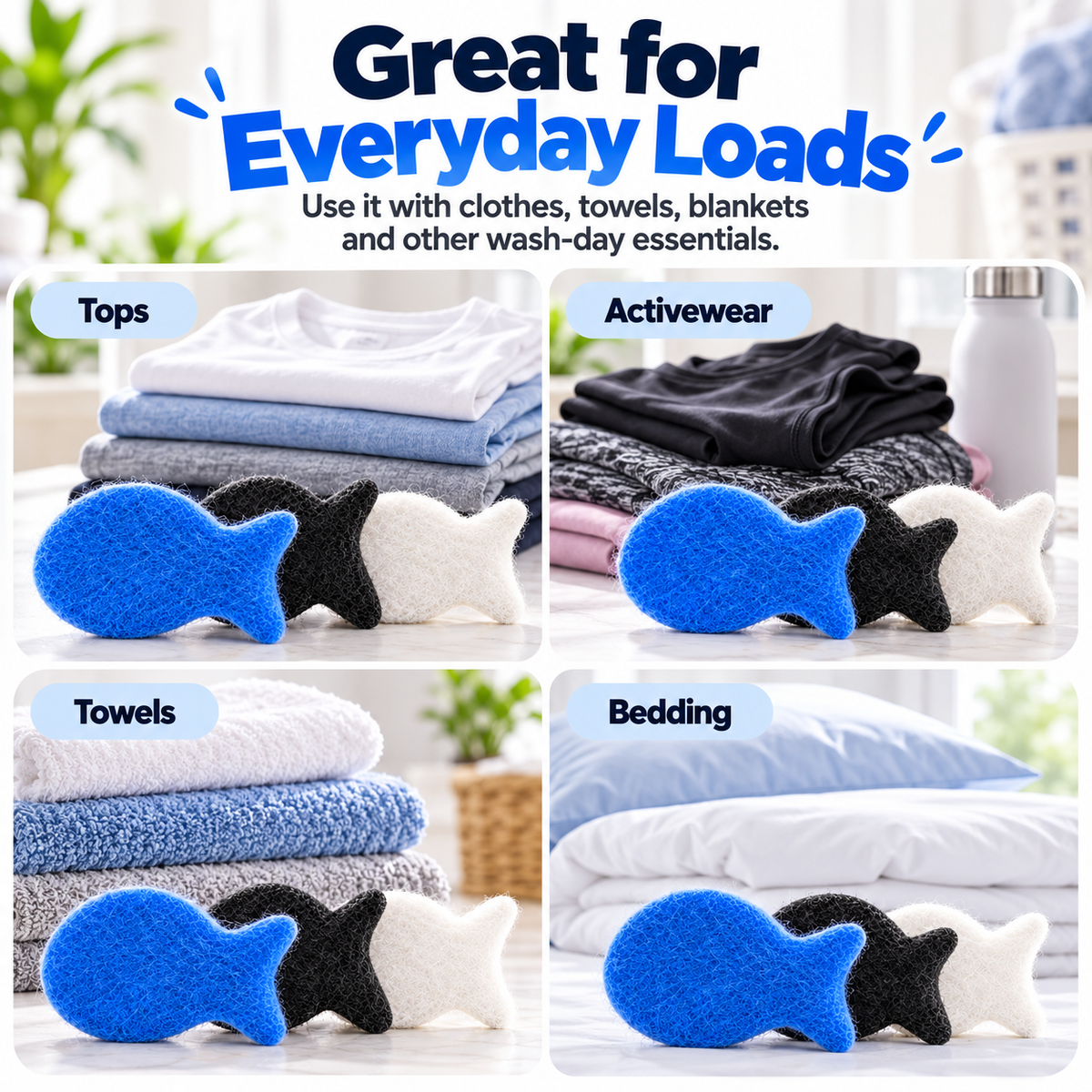 🐾 Reusable Laundry Fish Pet Hair Remover – Washable Fur & Lint Catcher
