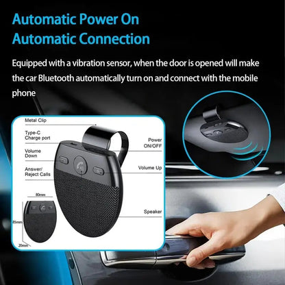 🚗 Bluetooth 5.0 Car Speakerphone – Hands-Free Calls & Music, Easy Clip-On 🔊