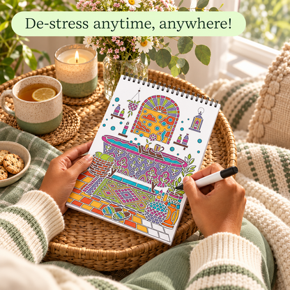 🥳2026 HOT SALE 🌿Trace-By-Groove Guided Flow Art Coloring Pad with Double-Sided Markers 🎨