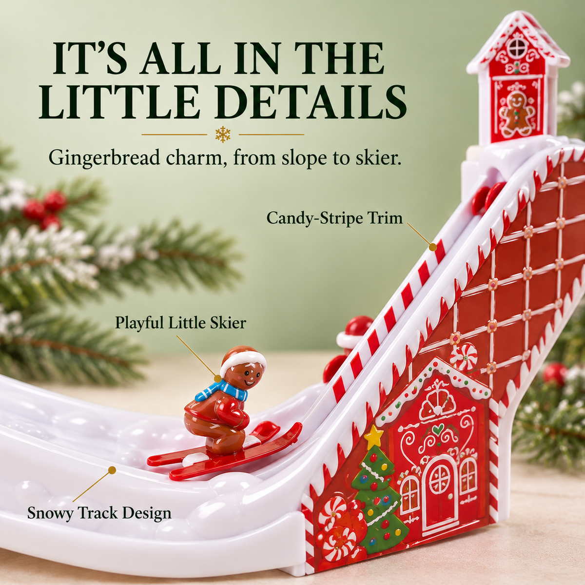 🎄 Gingerbread Christmas Ski Track – A Playful Touch of Holiday Magic✨