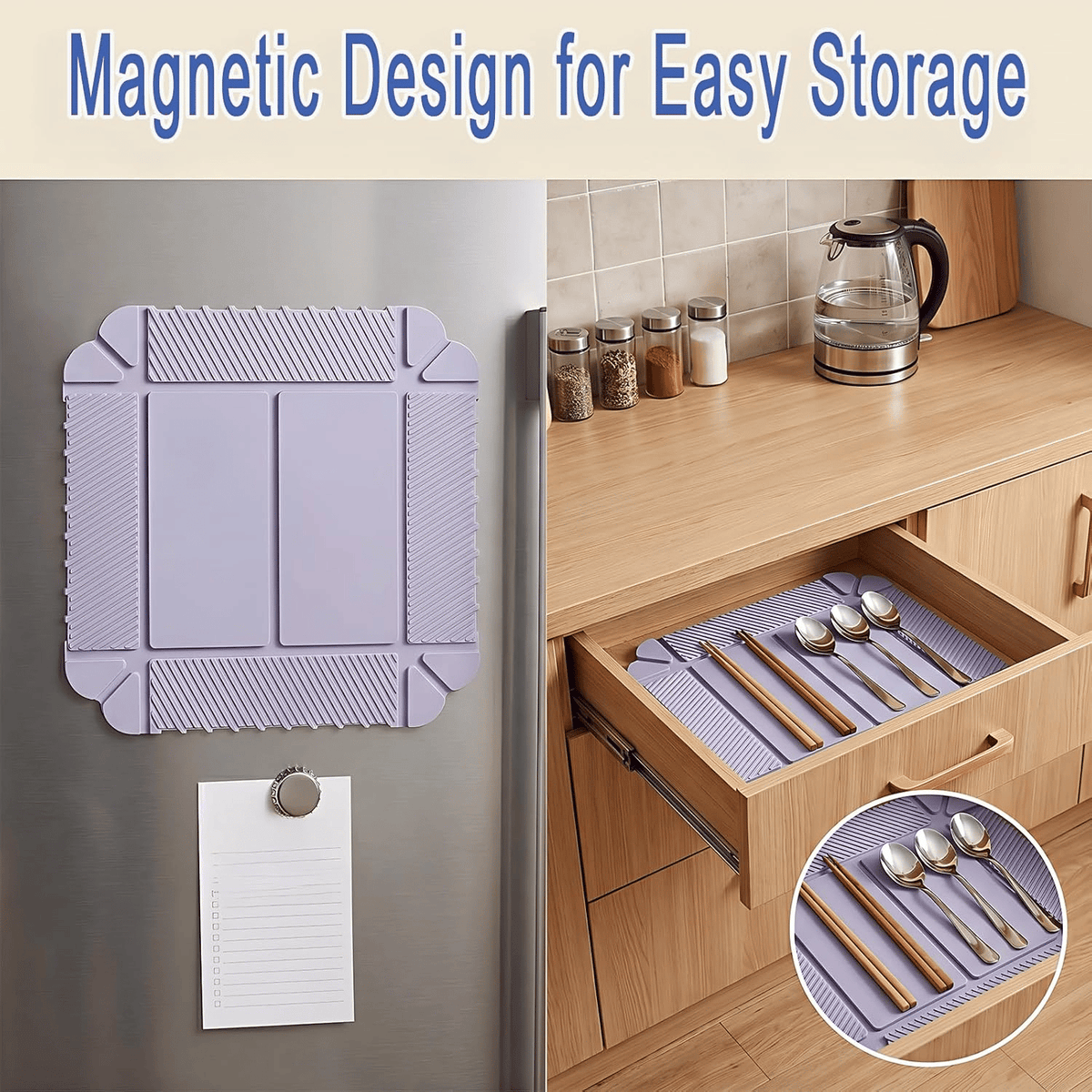 🔥2 in 1 Foldable Magnetic Silicone Trivet & Serving Tray