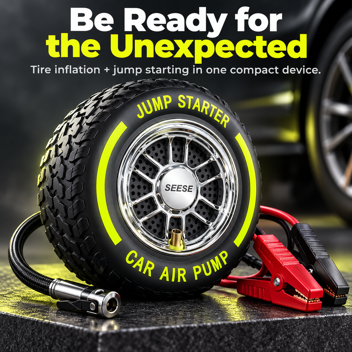 Portable Tire Inflator & Jump Starter – Compact Backup for Every Drive