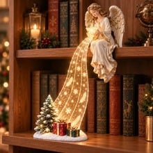 ✨ Christmas Resin Shelf Sitter Ornament with Cascading LED Lights | 6 Styles Available, Warm Festive Indoor Decoration for Family
