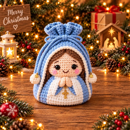 🎄 Christmas Crochet Character Gift Pouch | Reusable Drawstring Gift Bag