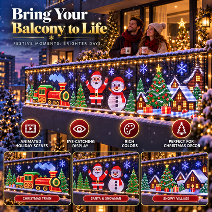 🎄 Smart RGB Pixel Curtain Lights – App-Controlled Animated Holiday Display for Balcony & Window Decor
