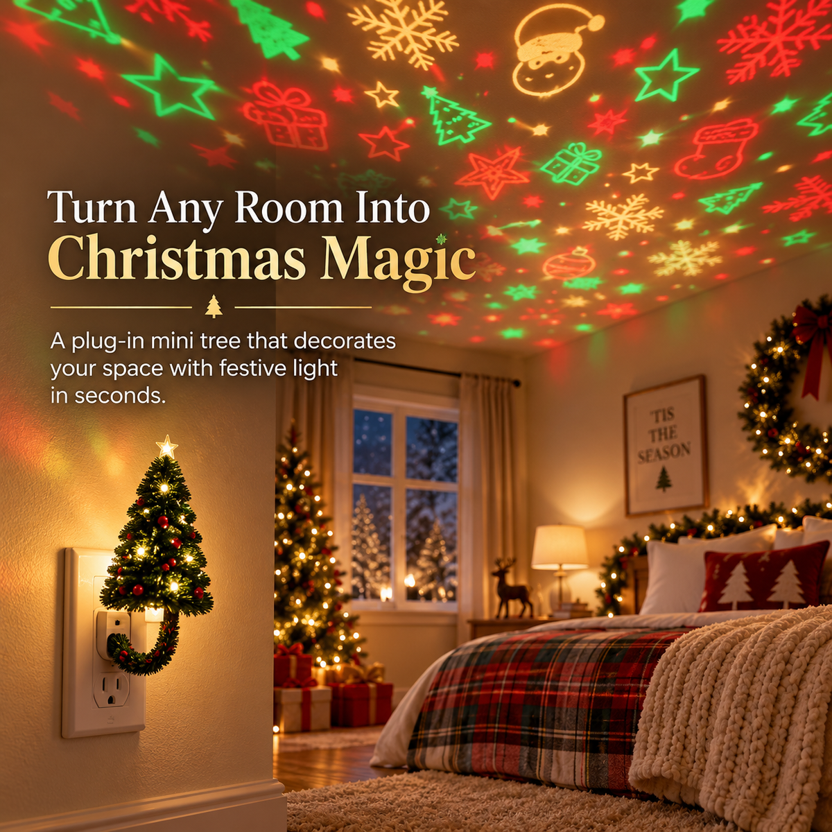 🎄💡Christmas Tree Projector Night Light — Plug-In Ceiling decorate