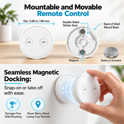 RF Wireless Remote Control Outlet – Pre-Paired Plug-In Switch with Magnetic Remote