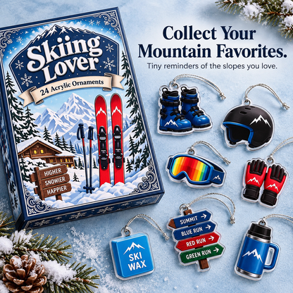 🏂24-Day Ski Ornament Advent Calendar – Christmas Surprises for Ski Lovers 🎄