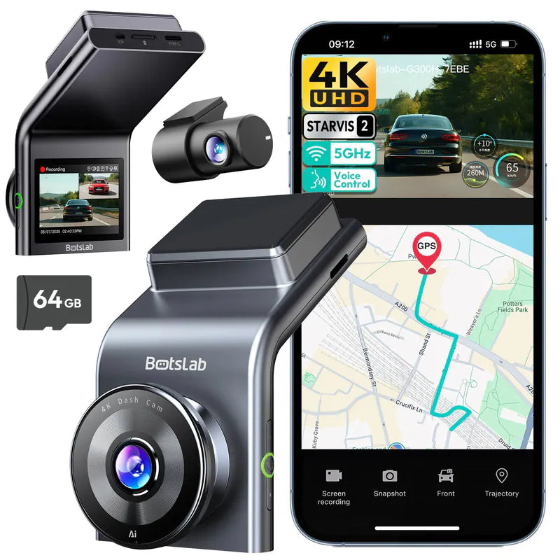 📹 Botslab G300H Plus 4K Dual Dash Cam – Front & Rear Recording with GPS, Wi-Fi App & Parking Mode Support