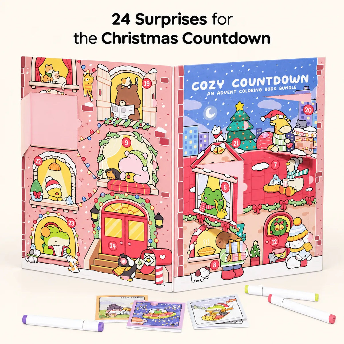 🎁🎨 24-Day Christmas Countdown Mystery Box mini Coloring Book Set