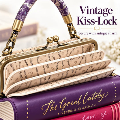 📚 Stacked Book Handbag – Vintage Book-Shaped Crossbody Purse for Book Lovers