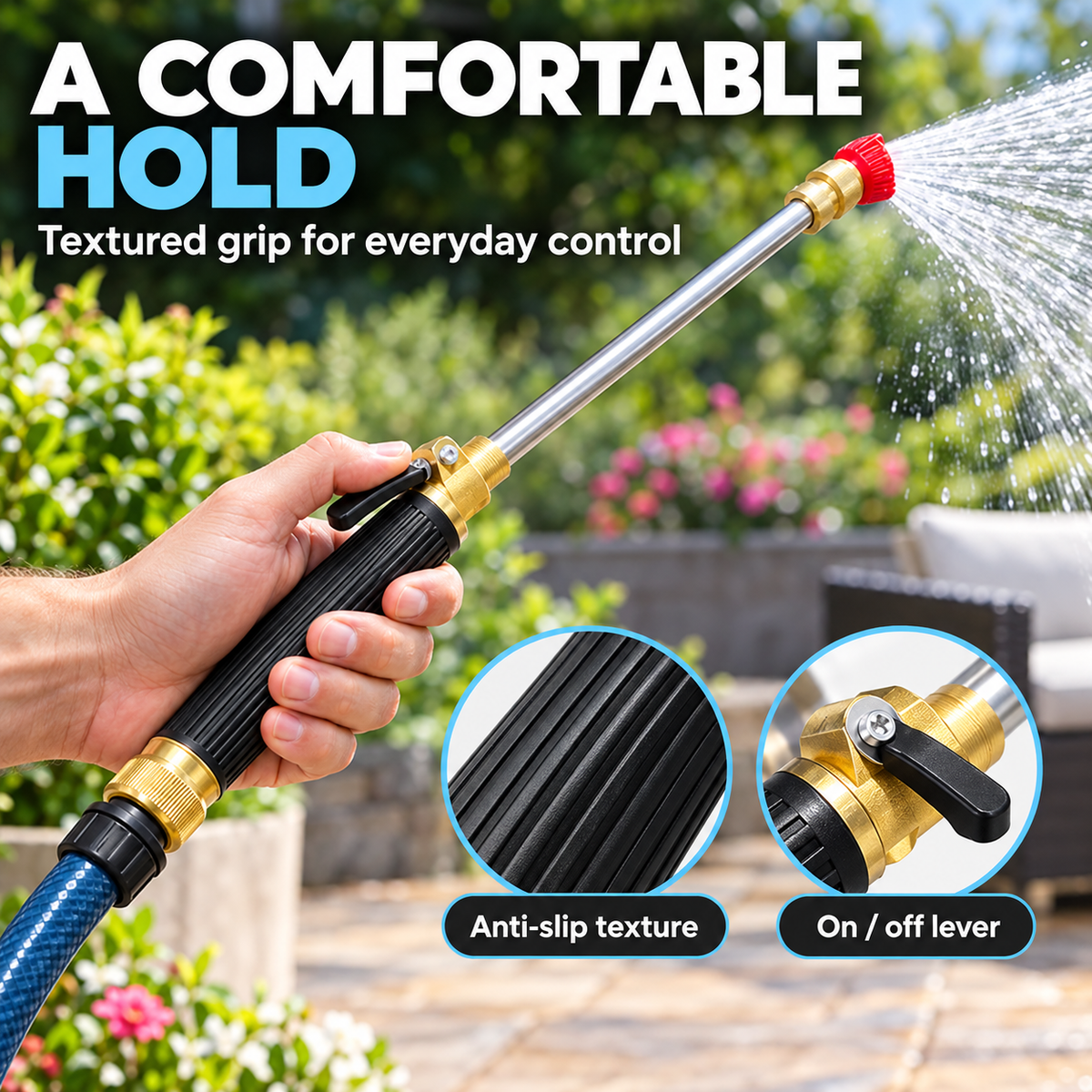 💦High-pressure water gun – 3 interchangeable nozzles, durable aluminium alloy & powerful ✨