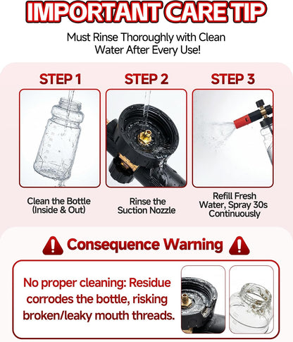 Adjustable 1L Foam Cannon – Thick Suds, Wide-Mouth Bottle & Quick Connect