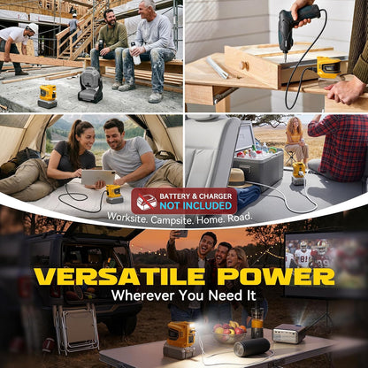 ⚡ 20V Battery Power Inverter – AC Outlet, USB-C & 200LM Work Light