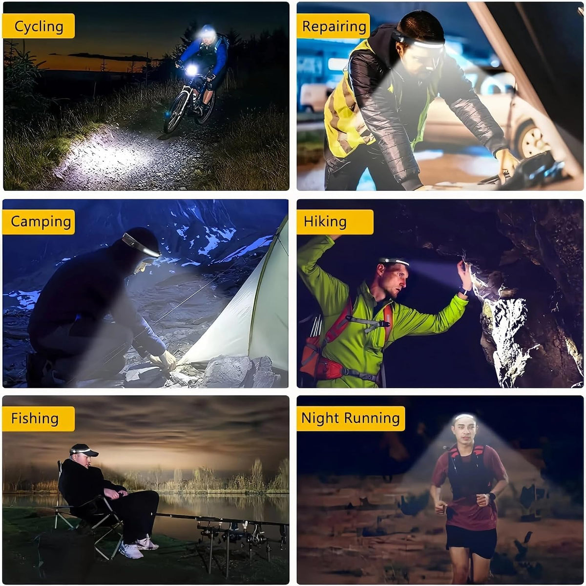 Led headlamp rechargeable 230° Wide Beam Motion Sensor Head Light for Adults