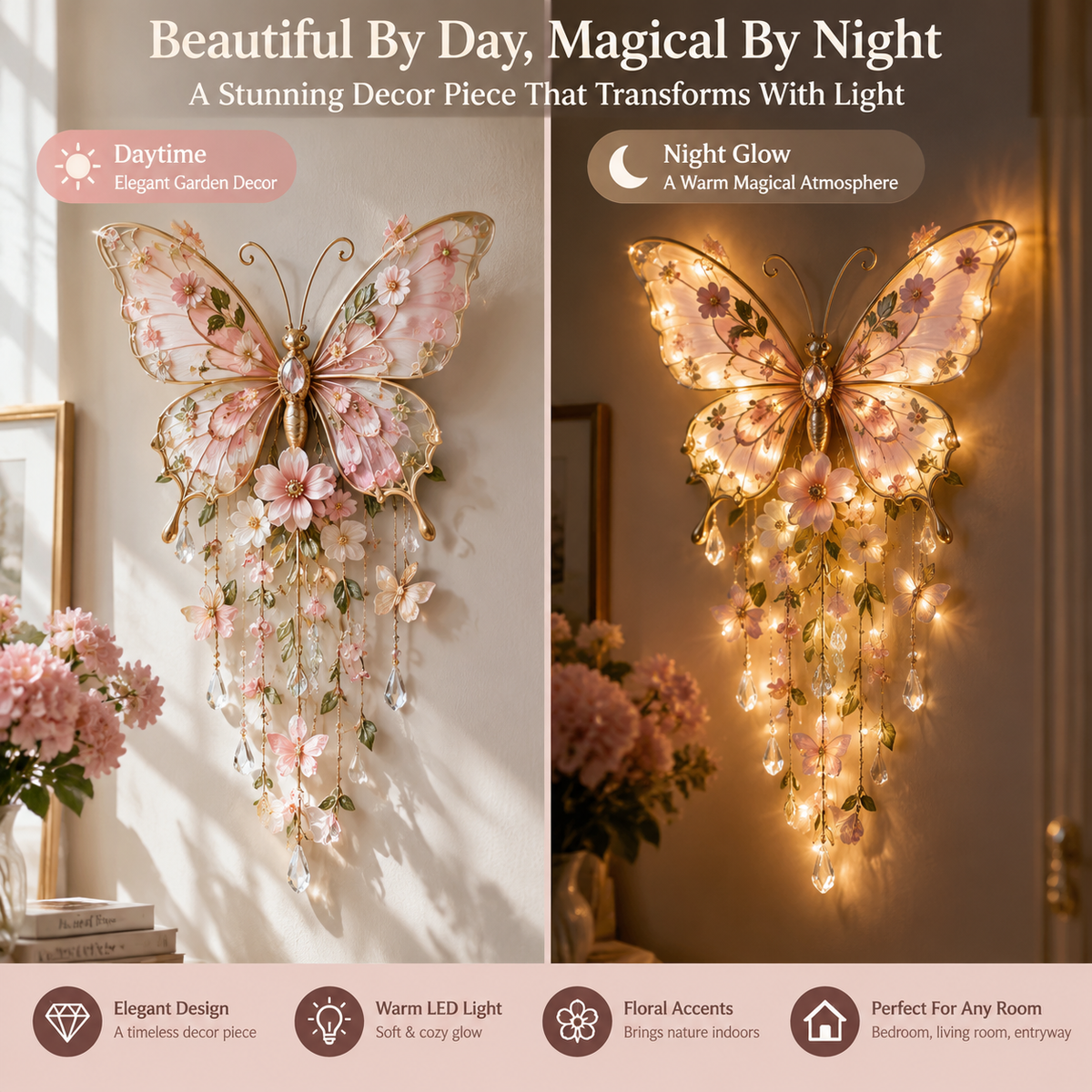 🔥Last Day 49%🦋✨ Enchanted Butterfly Cascade Light – Magical Lighted Wall Decor