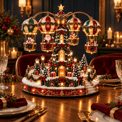 Christmas Sky Ride – Rotating Hot Air Balloon Christmas Village with Lights & Music 🎅🎄
