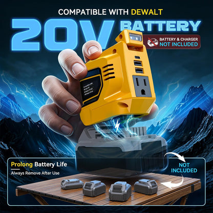 ⚡ 20V Battery Power Inverter – AC Outlet, USB-C & 200LM Work Light